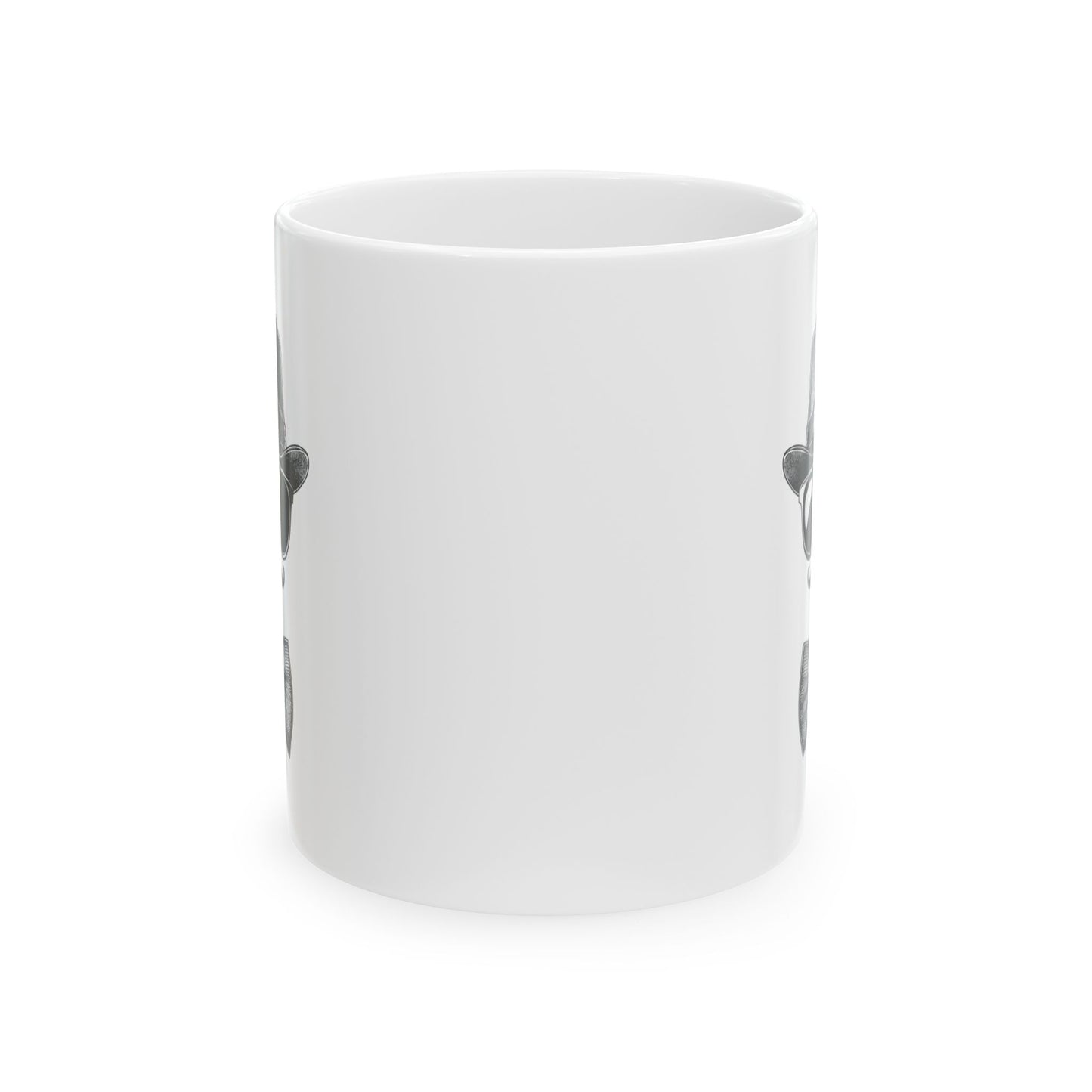 Gentleman Ceramic Mug, (11oz, 15oz) - Ceramic Mug with Black Vector Design - Sunglasses, Mustache & Bow Tie