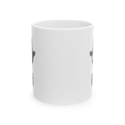 Gentleman Ceramic Mug, (11oz, 15oz) - Ceramic Mug with Black Vector Design - Sunglasses, Mustache & Bow Tie