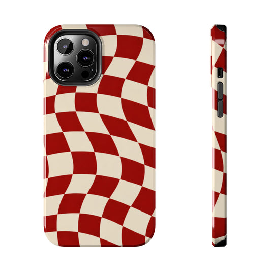 Red Wavy Checker Phone Case