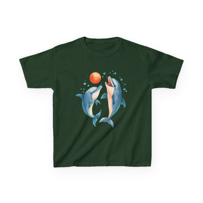 Playful Dolphins design Youth T-shirt- Unisex Youth Heavy Cotton™ Tee