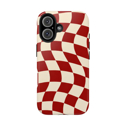 Red Wavy Checker Phone Case