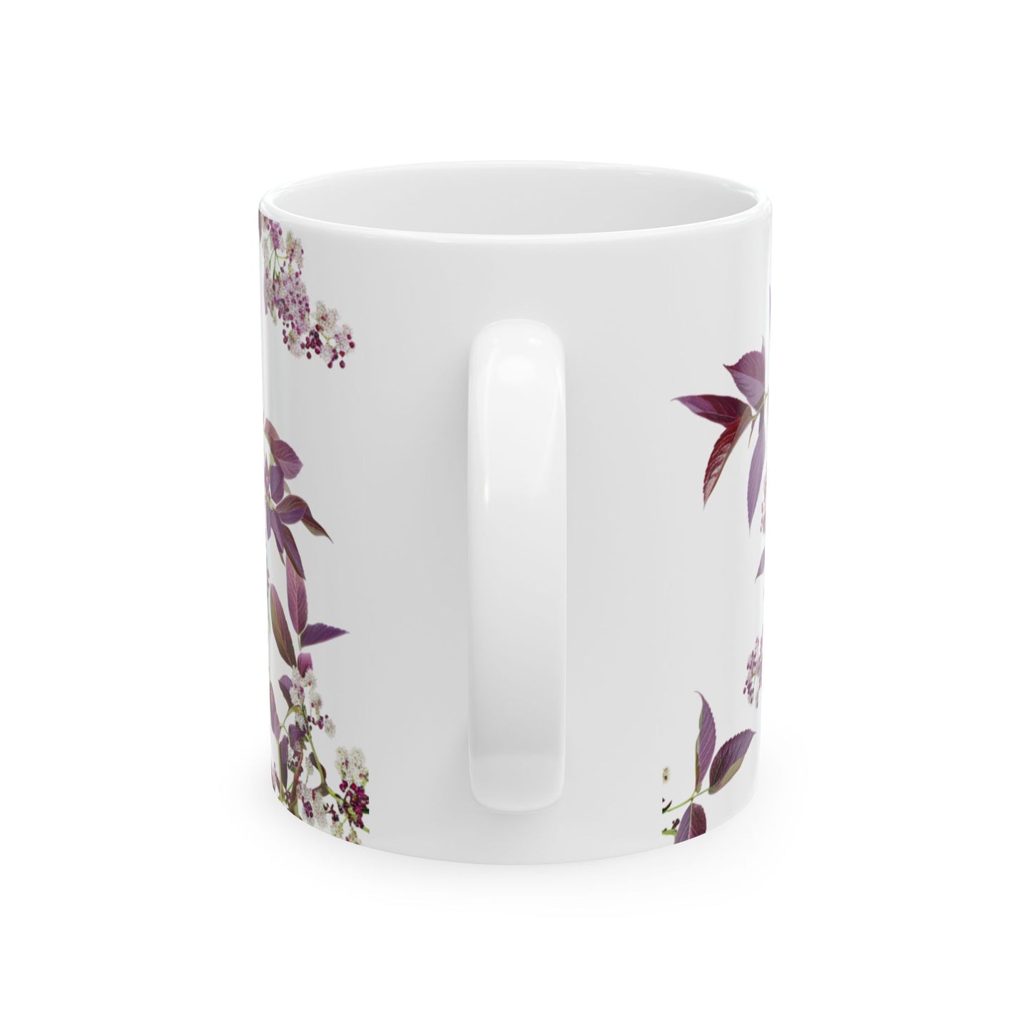 Ceramic Mug with purple small and dense flowers, (11oz, 15oz)