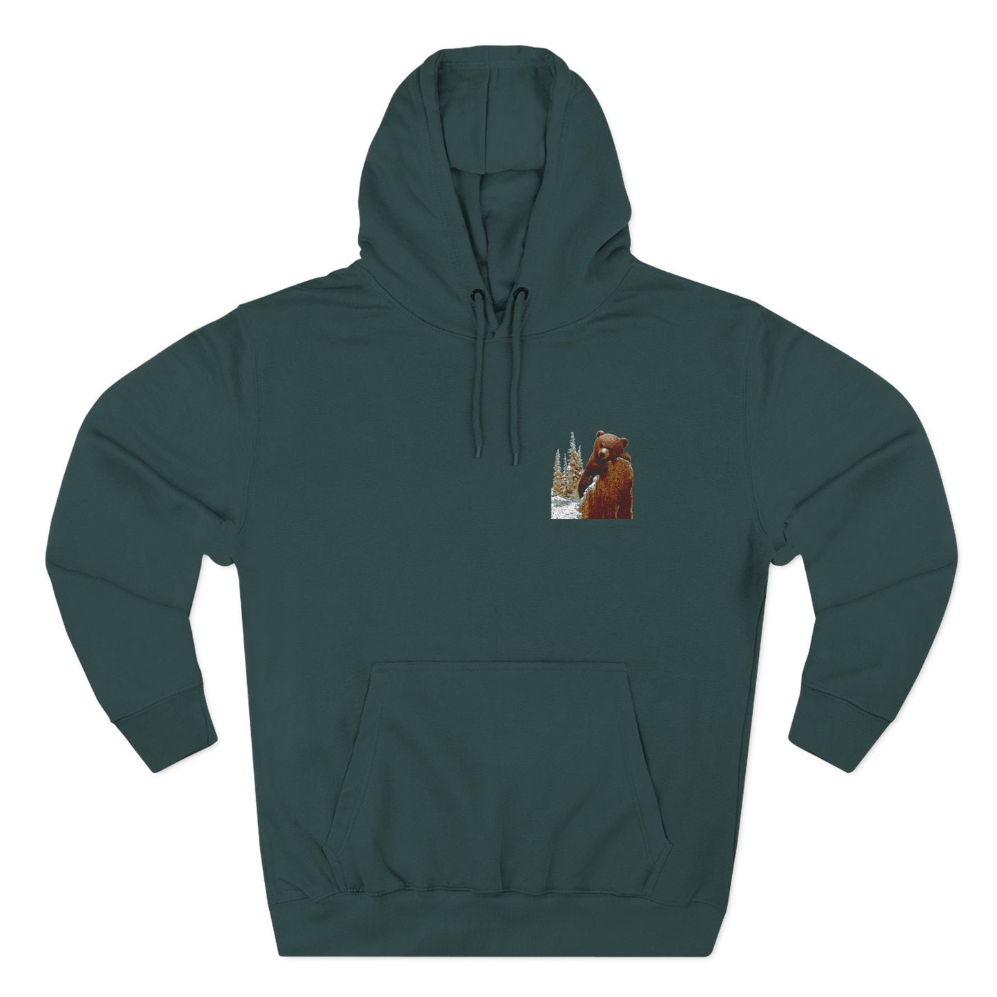 Three-Panel Fleece Hoodie with Bear Cub design - Winter Fleece Hoodie - Bear Cub Hoodie for Men and Women
