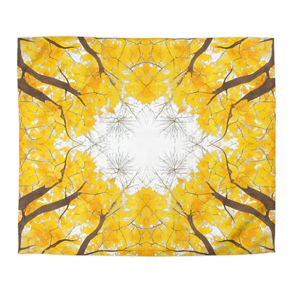 Microfiber Duvet Cover with Yellow Maple Leaves design