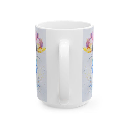 Ceramic Mug, Watercolor Artistic Florals, (11oz, 15oz)