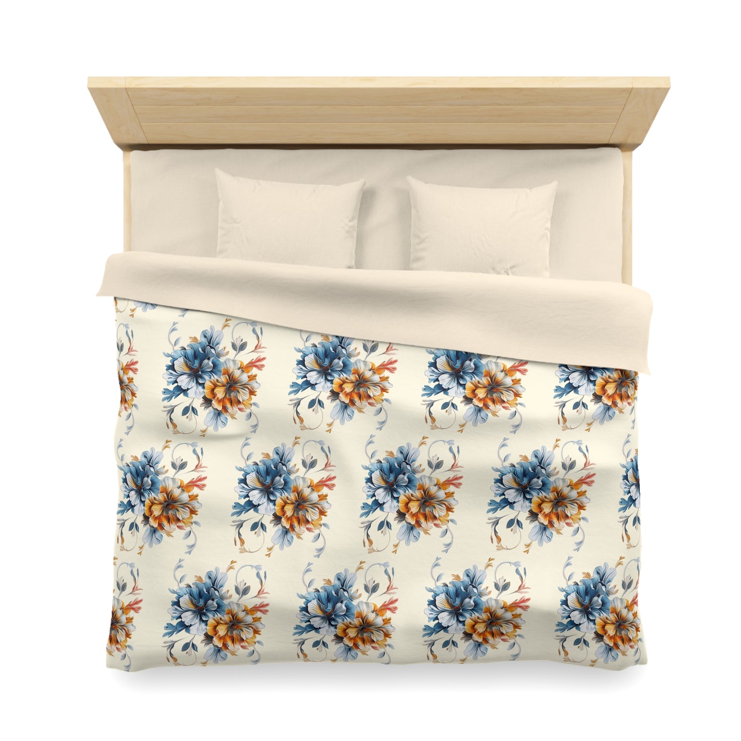 Floral Microfiber Duvet Cover, Soft Bedding Set, Cozy Home Decor, Nature-Inspired Bedroom, Spring Gift Idea