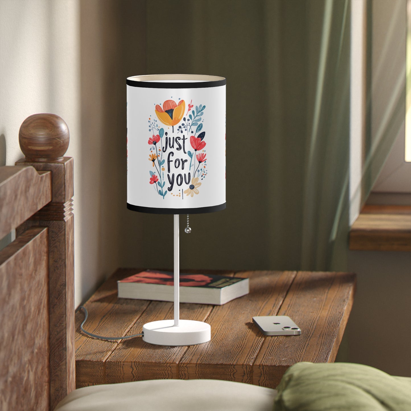 Floral Table Lamp - "Just For You" Design - Gift - Lamp on a Stand, US|CA plug - Table Lamps