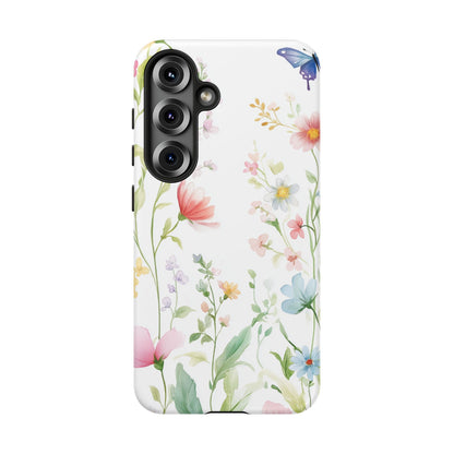Watercolor Wildflower & Butterfly Phone Case - iPhone, Samsung, and Google case