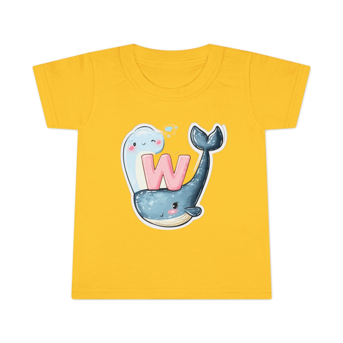 Cute Whale & Ghost Letter W Toddler T-Shirt – Fun Kids Apparel for Learning & Play