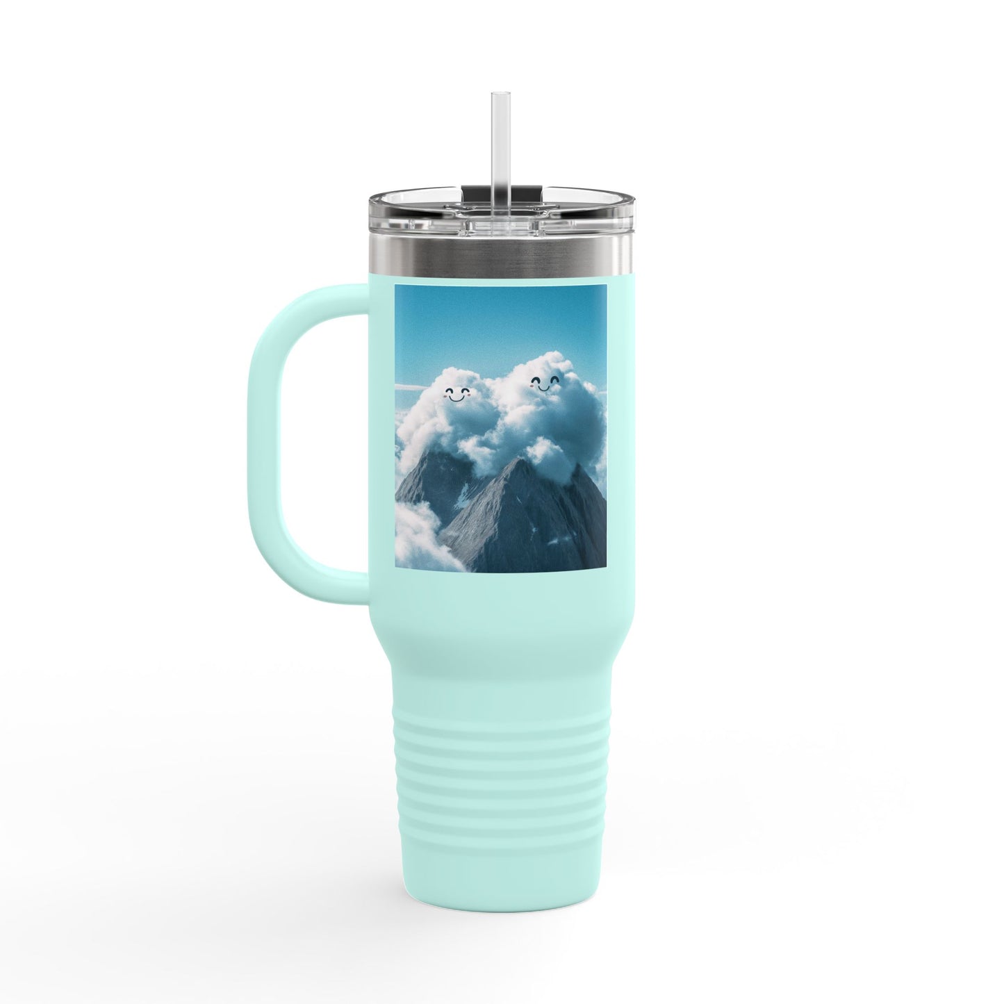 Insulated Travel Mug, 40oz - Cloud Smiles Design Insulated Mug