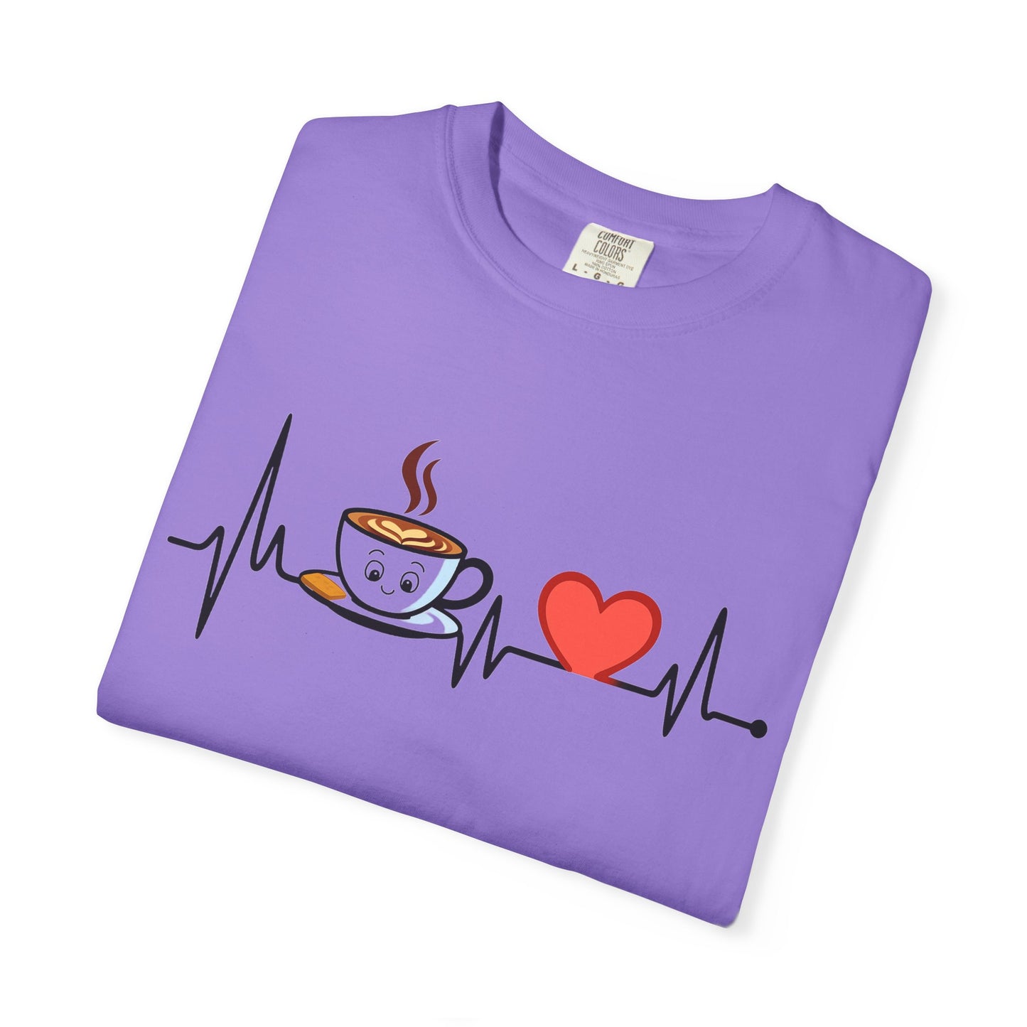 Cute Coffee Heartbeat T-Shirt, Unisex Tee for Coffee Lovers, Gift for Baristas, Casual Wear, Perfect for Birthdays and Holidays