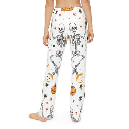 Halloween Kids Pajama Pants - Halloween-Themed Dancing Skeletons and Pumpkins Pajama Pants