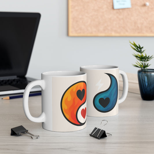 Heartwarming Ceramic Mug - Yin Yang Design for Coffee Lovers