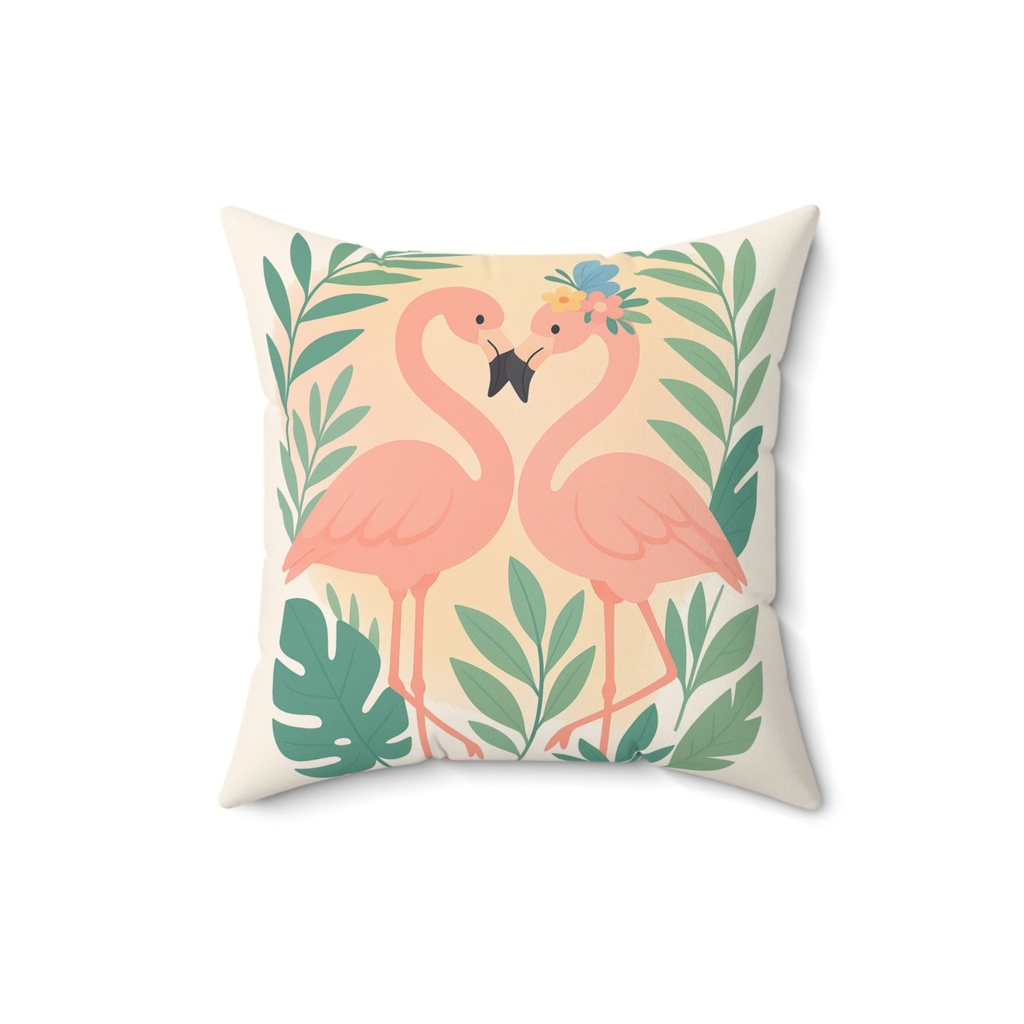 Romantic Flamingo Pillow, Tropical Decor, Love Nest Cushion, Beach House Gift, Summer Home Accent