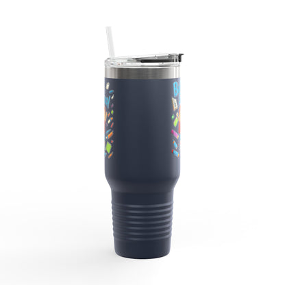 Back to School Insulated Travel Mug, 40oz - Colorful Design for Kids