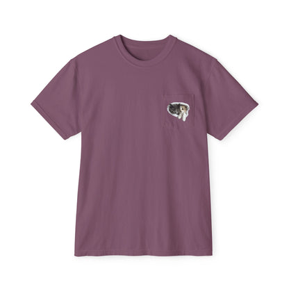 Garment-Dyed Pocket T-Shirt with Adorable Cat Design, Casual Wear, Gift for Cat Lovers, Summer Fashion, Everyday Essentials