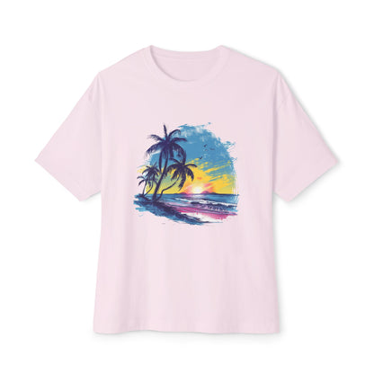 Sunset Beach Vibes Unisex Oversized Boxy Tee