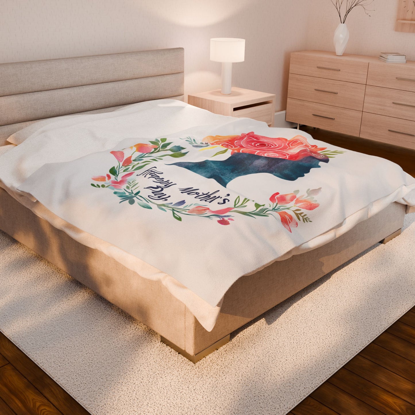 Mother's Day Floral Velveteen Plush Blanket