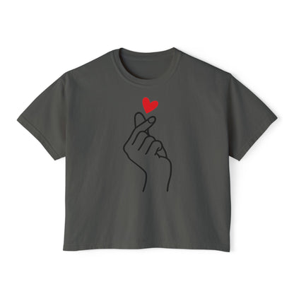 Women's Boxy Tee with Heart Design, Cute Casual T-Shirt, Gifts for Her, Love Themed Apparel, Easy Summer Style, Trendy Everyday Wear