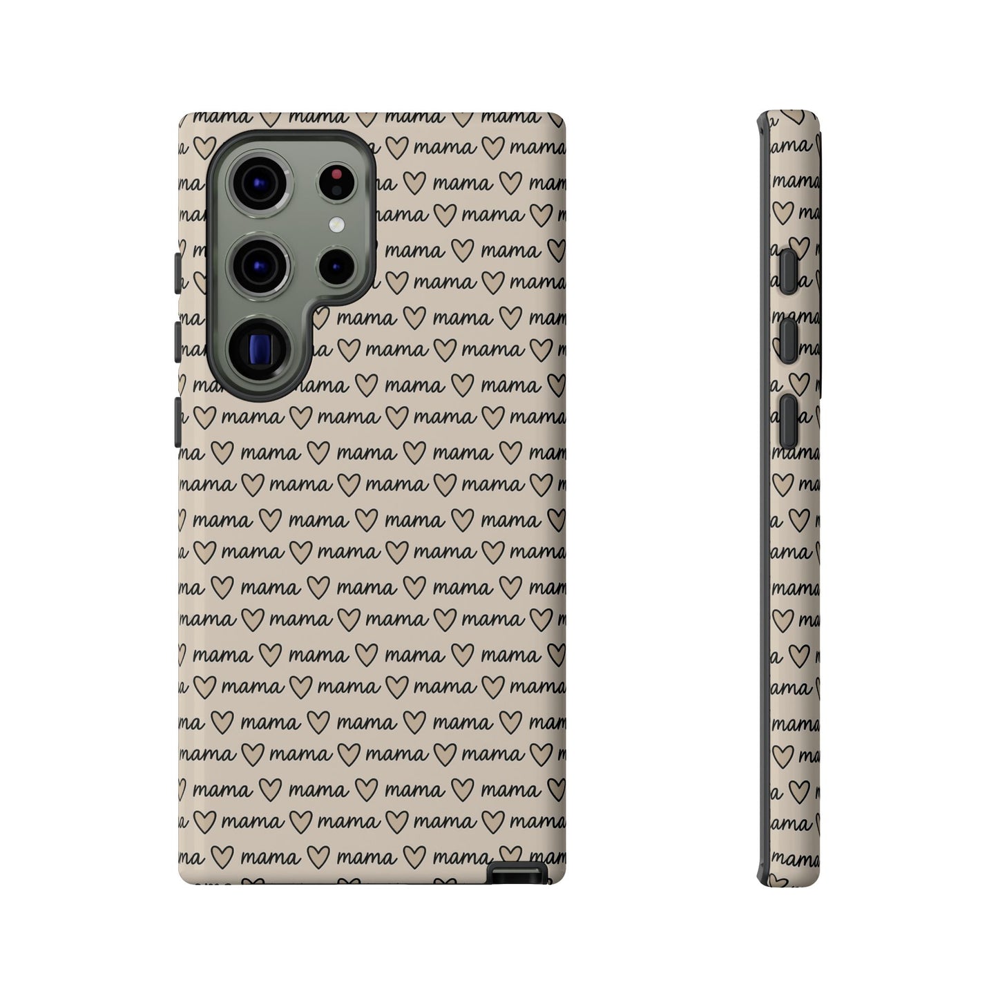 Mama Script Heart Pattern Phone Case