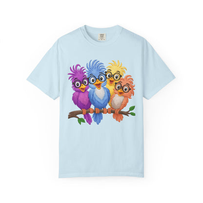 Colorful Bird Friends Women's T-Shirt - Fun & Playful Graphic Tee