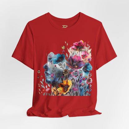 Floral Watercolor T-shirt for Women - Vibrant Artistic Tee - Lightweight Fabric Tee
