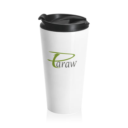 White Stainless Steel Travel Mug - "Paraw" Text Design, 15oz Travel Mug