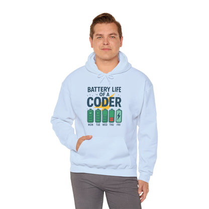 Battery Life of a Coder Hoodie, Programmer Gift, Coding Apparel, Techie Fashion