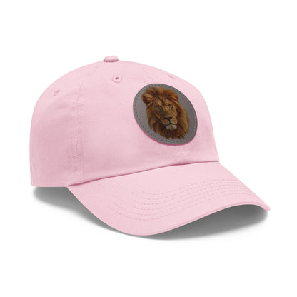 Lion Design Dad Hat with Leather Patch – Stylish Casual Hat for Animal Lovers