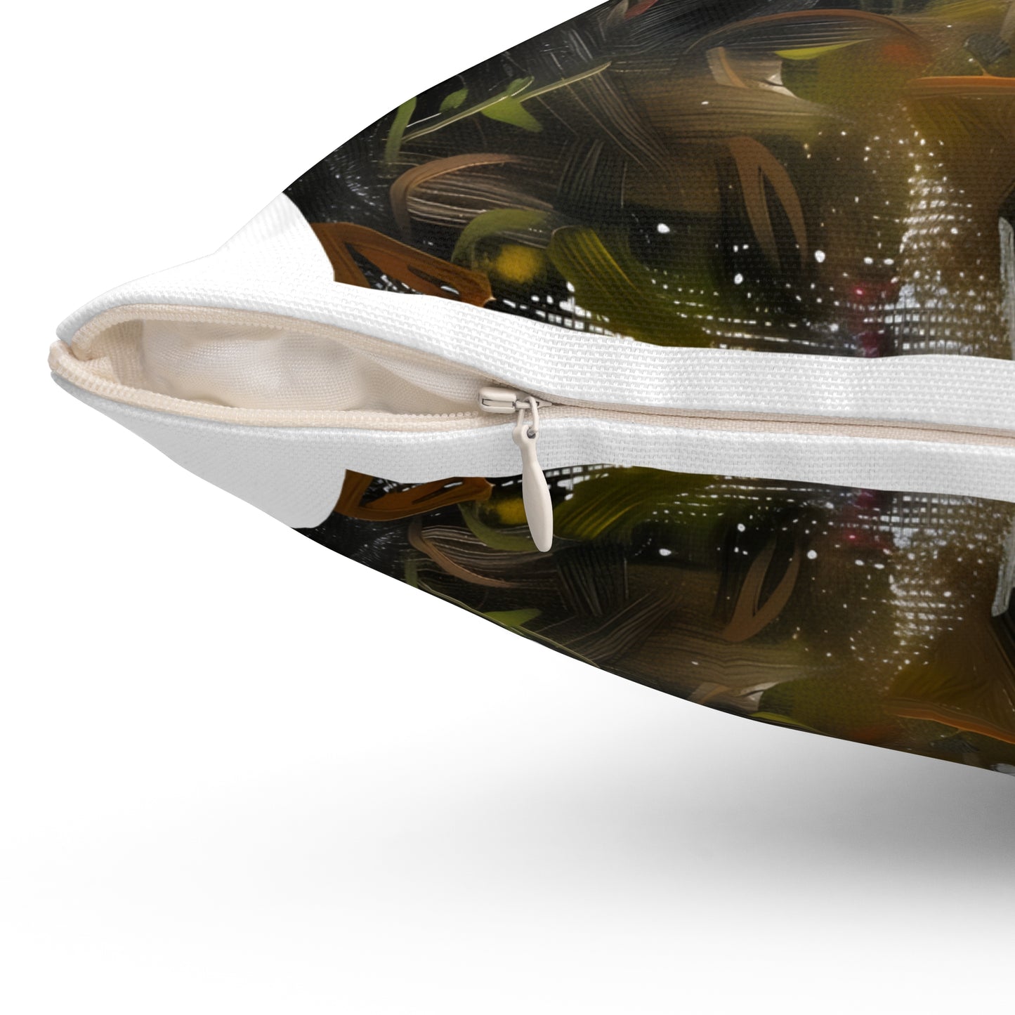 Mushroom Oil colored Square Cushion (White Background)