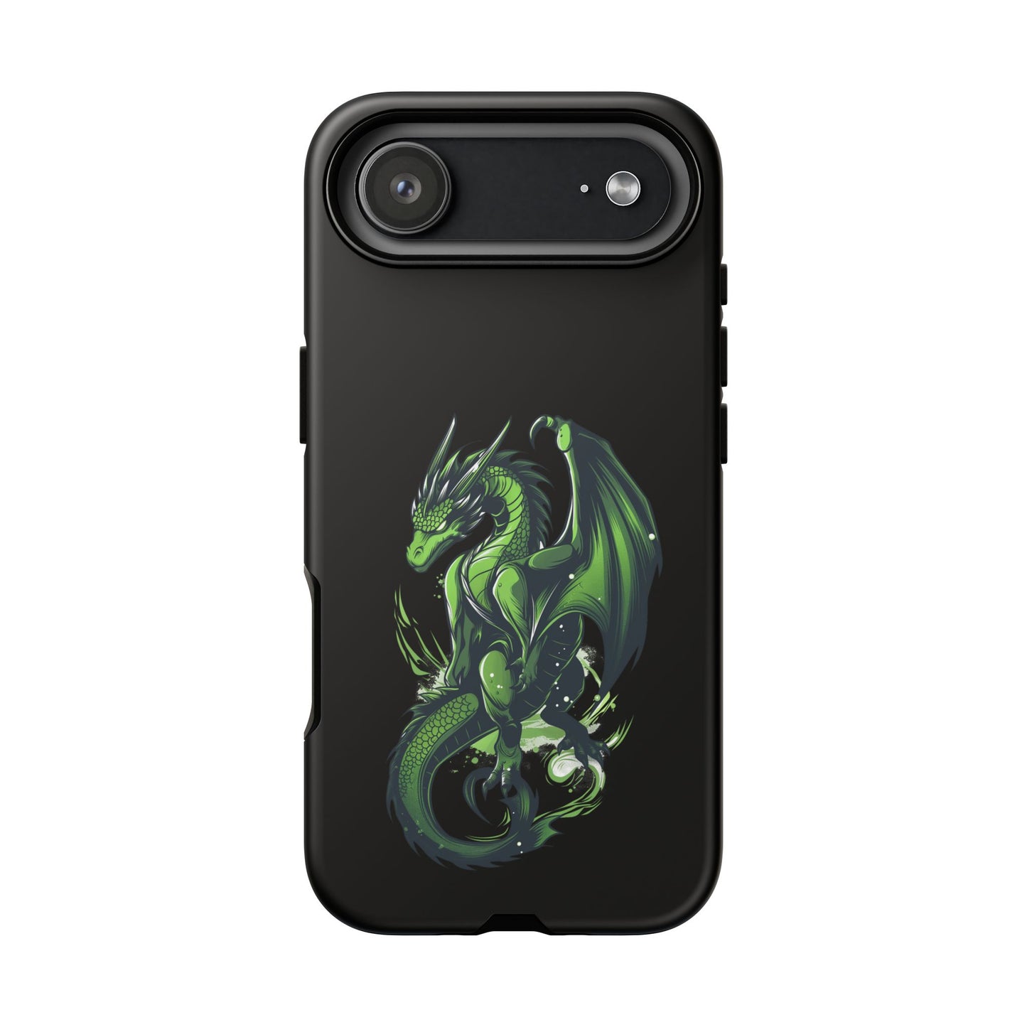 Tough Cases with Green Glowing Dragon design for iPhone, Samsung, and Google