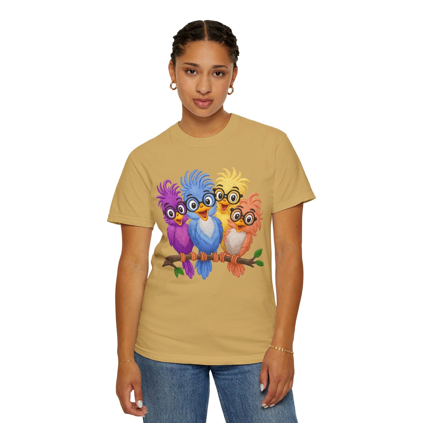 Colorful Bird Friends Women's T-Shirt - Fun & Playful Graphic Tee