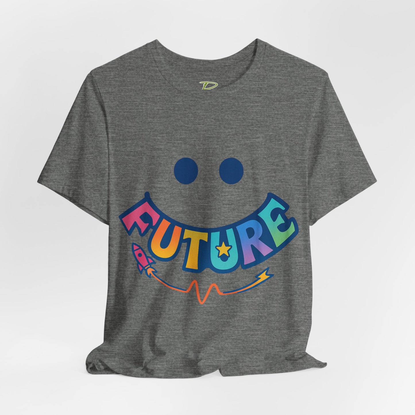 Colorful Future Smiley Unisex Tee - Vibrant Graphic T-Shirt for Optimism and Fun - Lightweight Fabric T-shirt