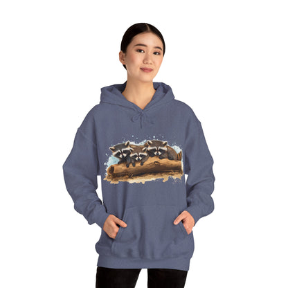 Cozy Raccoon Hooded Sweatshirt - Unisex Heavy Blend™- Raccoon in hoodie - Raccoon Hoodie with ears