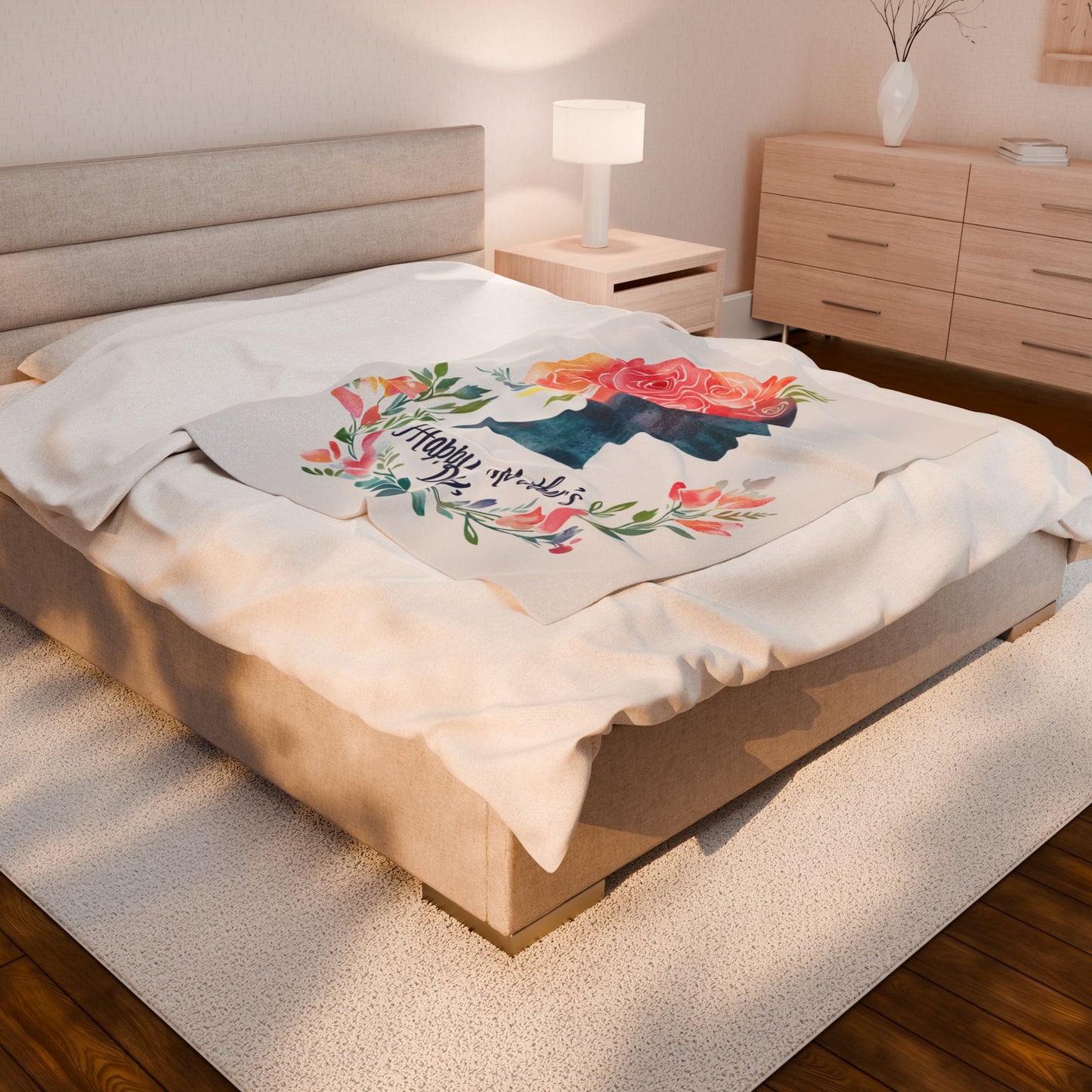 Mother's Day Floral Velveteen Plush Blanket