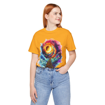 Unisex T-Shirt with 3D Watercolor Universe and an Abstract Representation with a Sun