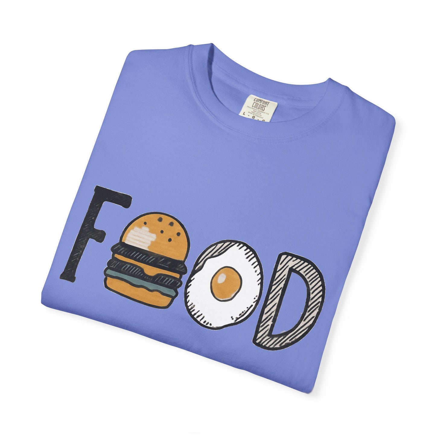 Food Unisex Garment-Dyed T-Shirt | Fun Burger & Egg Graphic