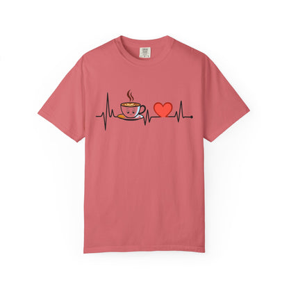 Cute Coffee Heartbeat T-Shirt, Unisex Tee for Coffee Lovers, Gift for Baristas, Casual Wear, Perfect for Birthdays and Holidays