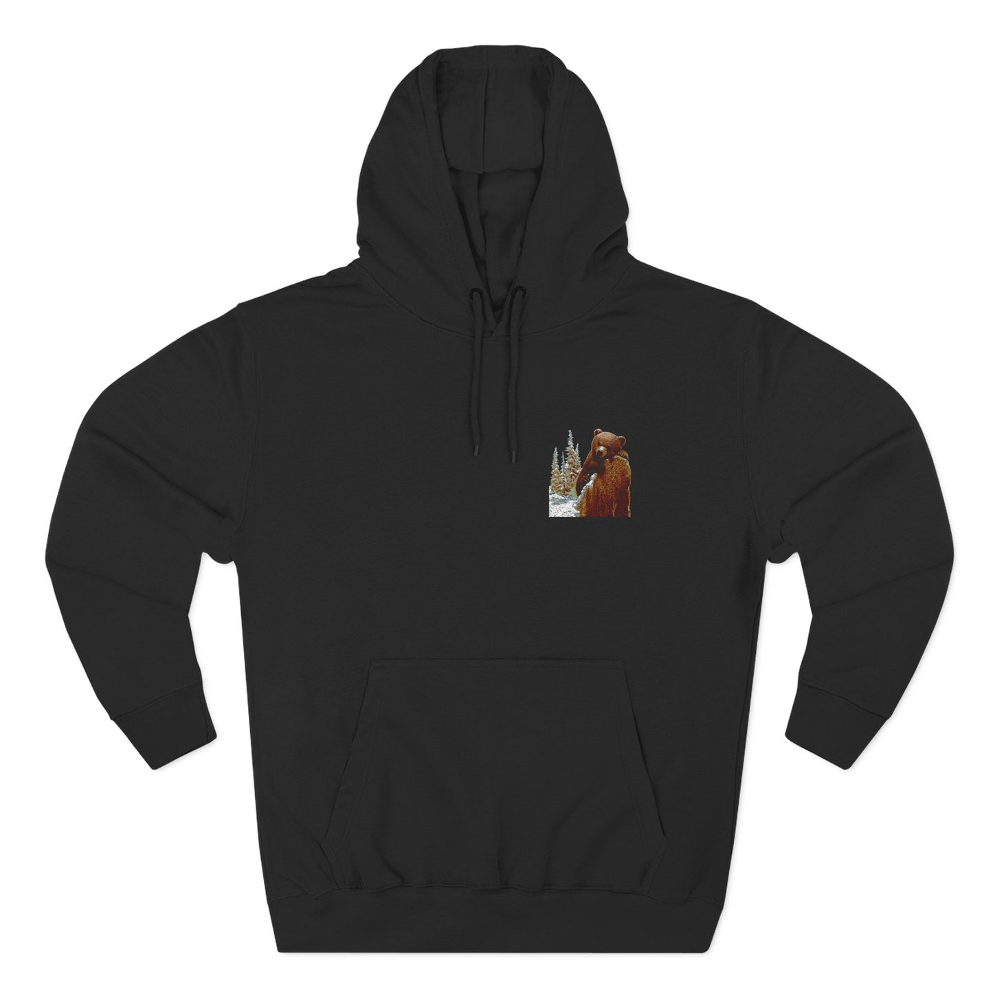 Three-Panel Fleece Hoodie with Bear Cub design - Winter Fleece Hoodie - Bear Cub Hoodie for Men and Women