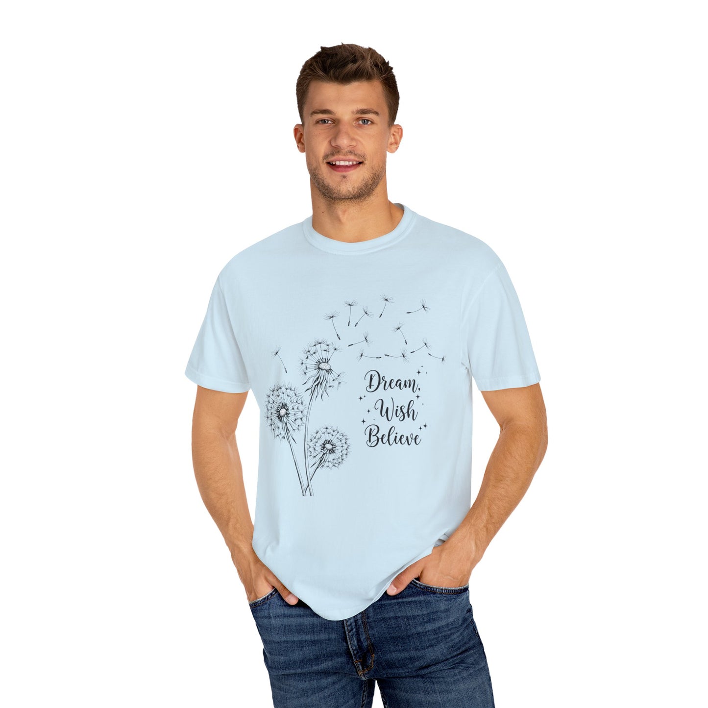Inspirational Dandelion T-Shirt - Dream, Wish, Believe - Gift Tee