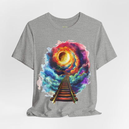 Unisex T-Shirt with 3D Watercolor Universe and an Abstract Representation with a Sun