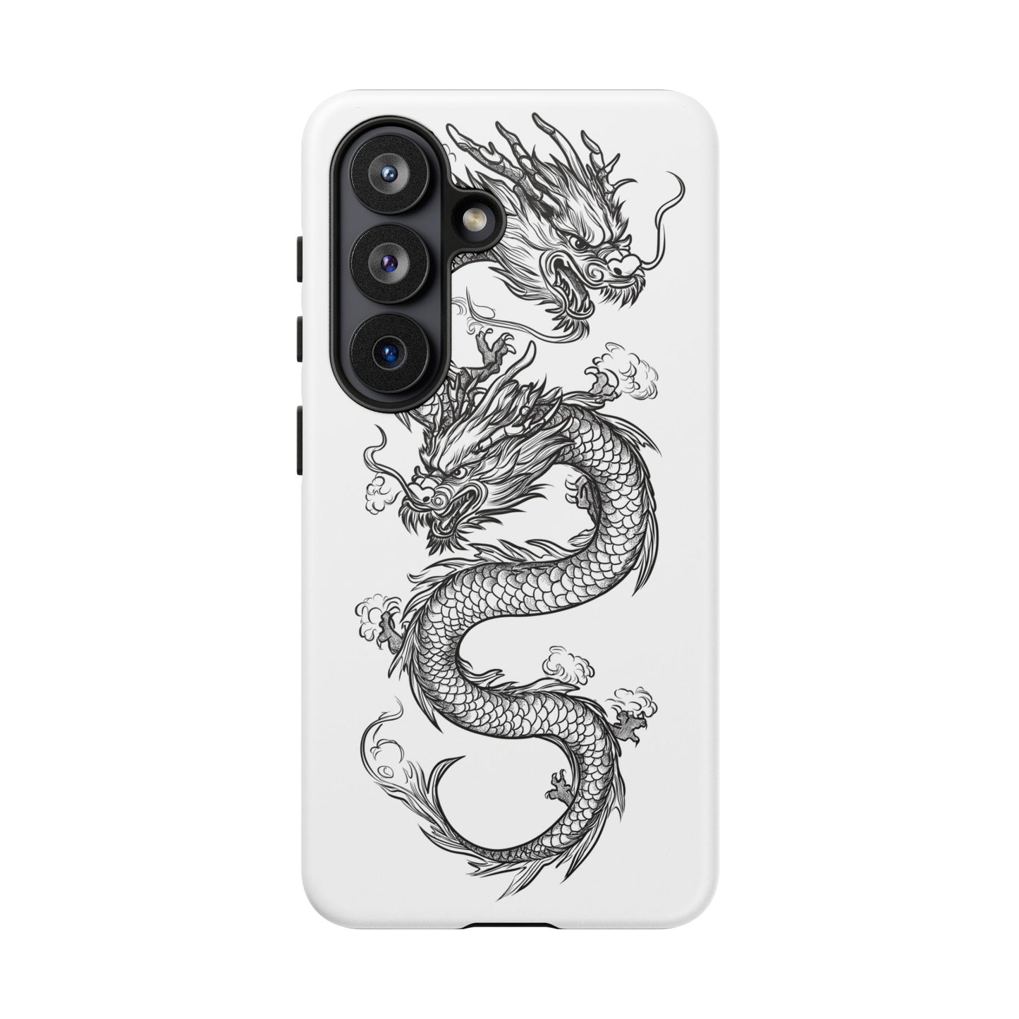Dragons Phone Cases - Black Ink Tattoo Design of Dragons Tough Cases
