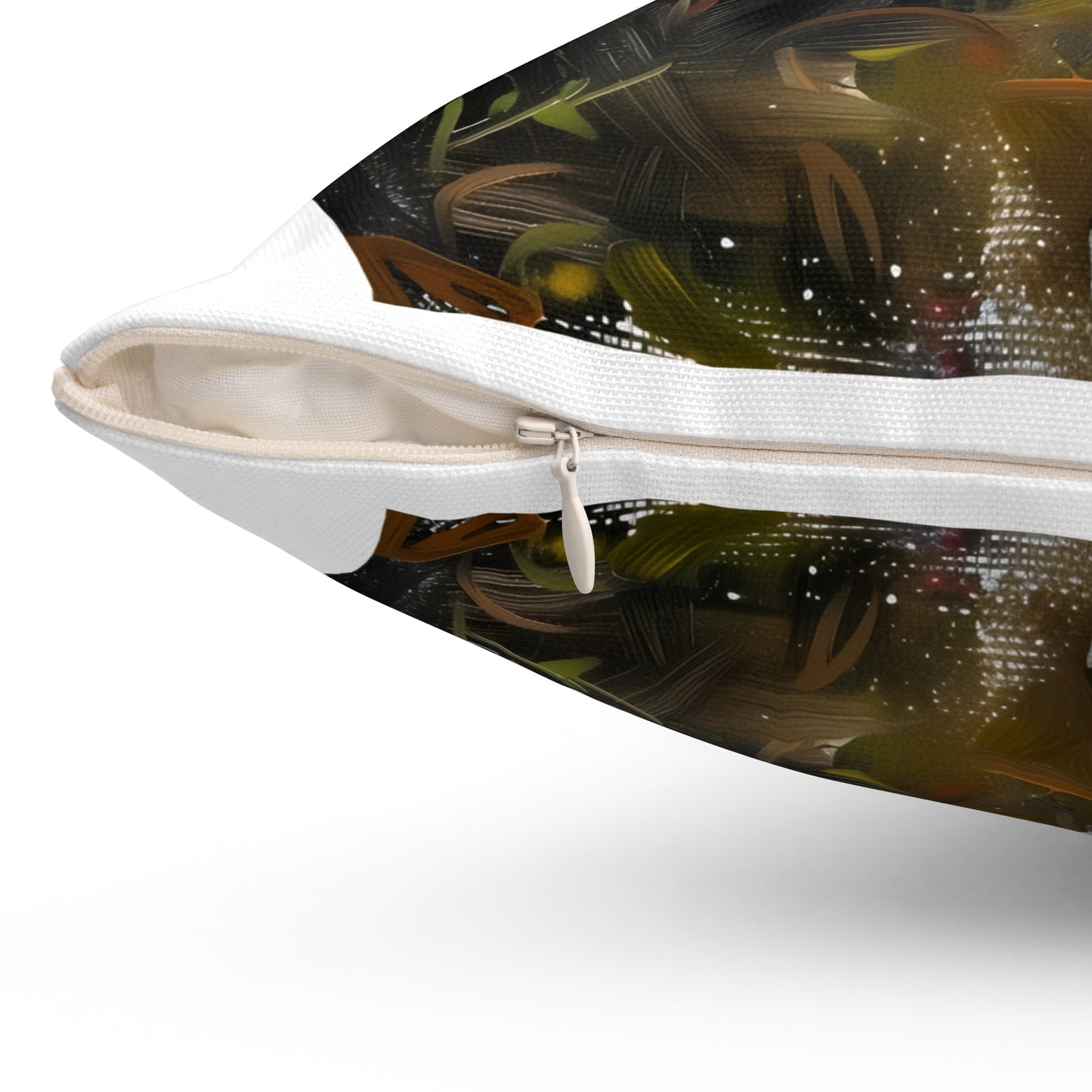 Mushroom Oil colored Square Cushion (White Background)