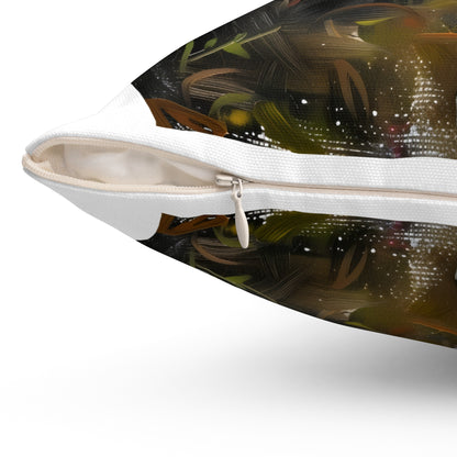 Mushroom Oil colored Square Cushion (White Background)