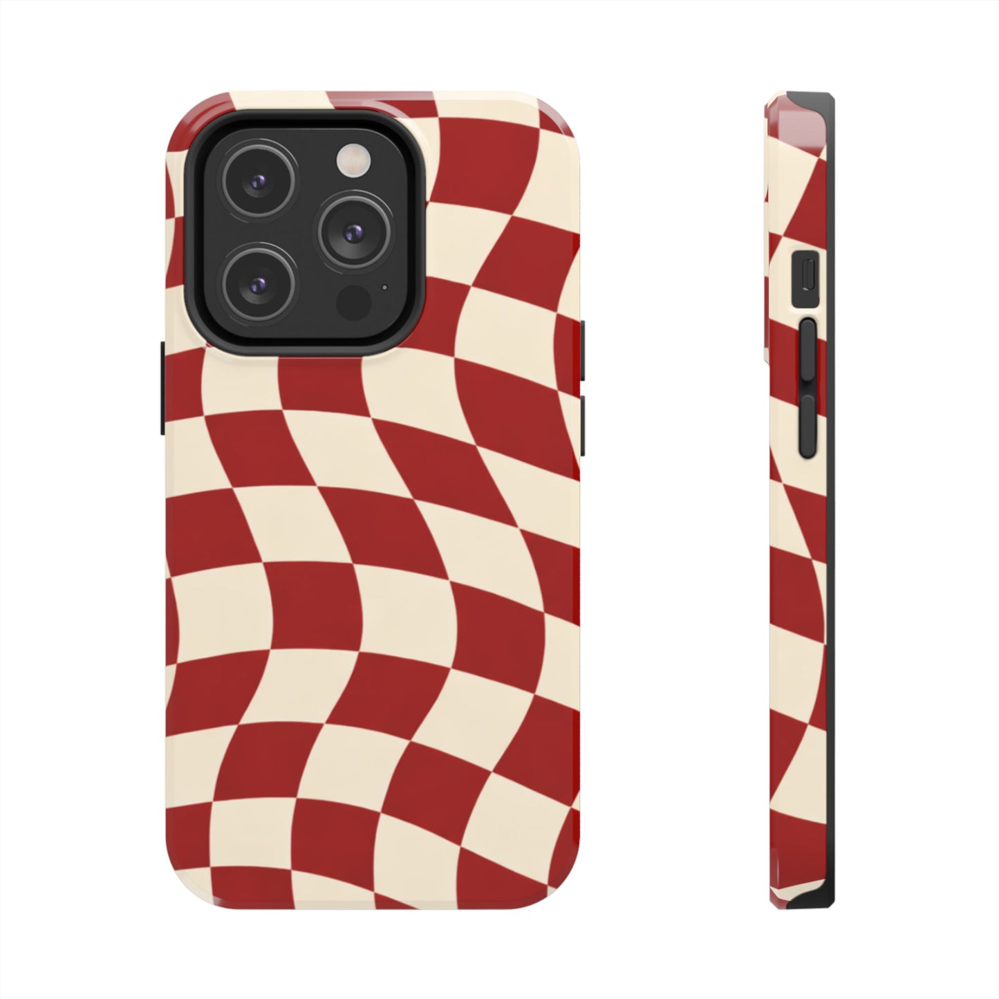 Red Wavy Checker Phone Case