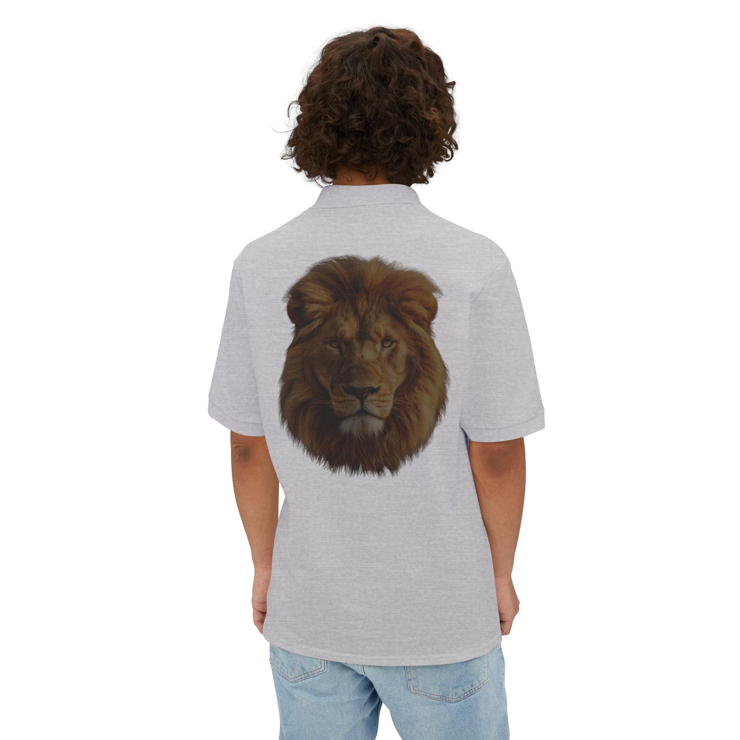 Men's Polo Striking Lion Design