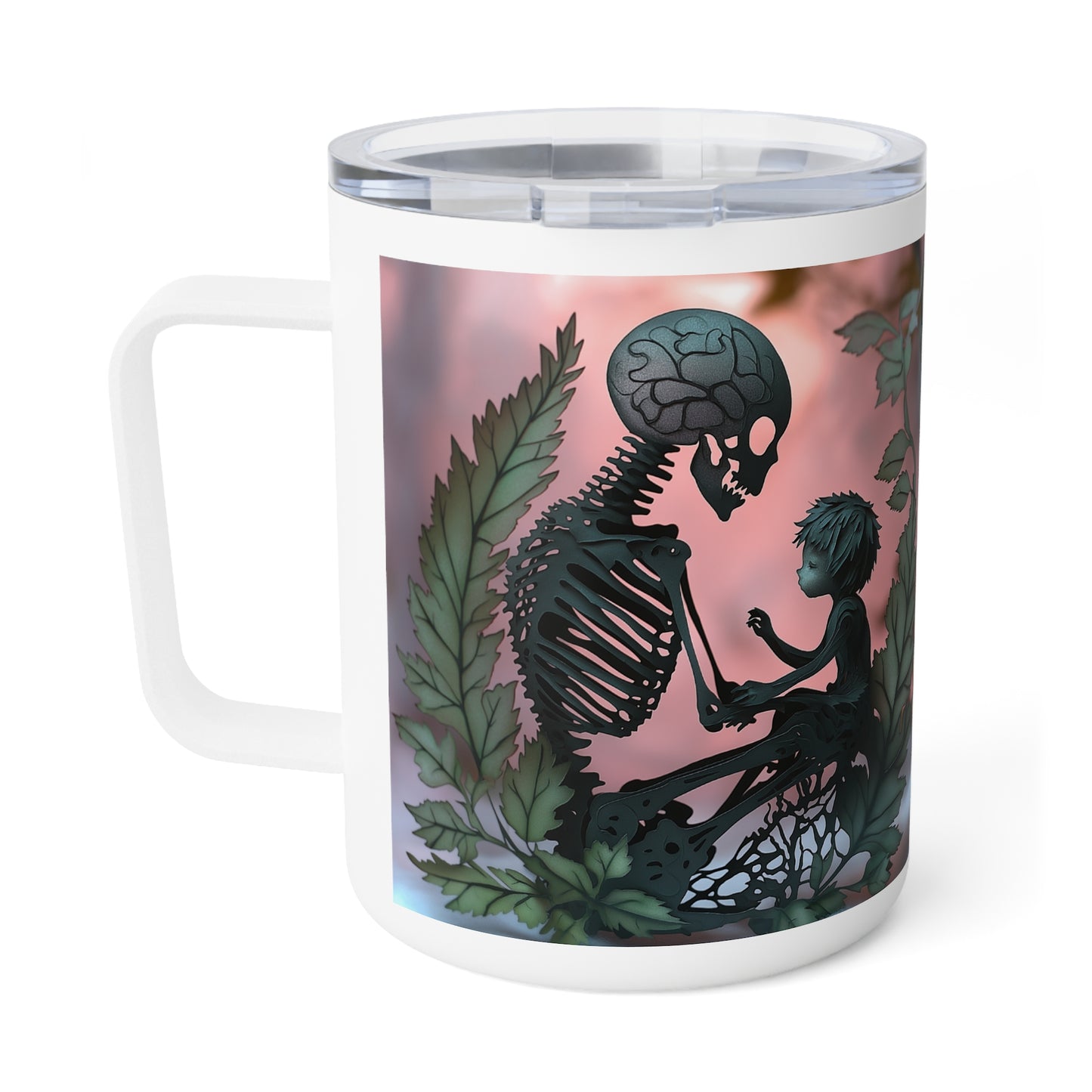 Insulated Coffee Mug - 10oz Elf & Skeleton Travel mug