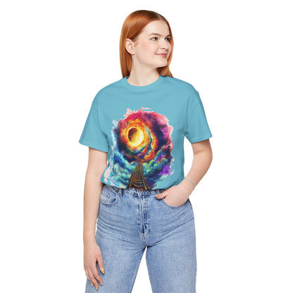 Unisex T-Shirt with 3D Watercolor Universe and an Abstract Representation with a Sun