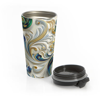 Stainless Steel Travel Mug - Coffee Thermos - Swirls & Floral Patterns 15oz Travel Mug