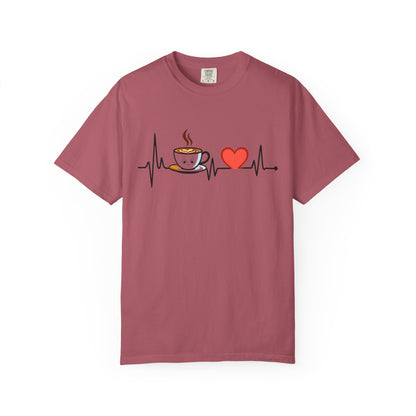 Cute Coffee Heartbeat T-Shirt, Unisex Tee for Coffee Lovers, Gift for Baristas, Casual Wear, Perfect for Birthdays and Holidays